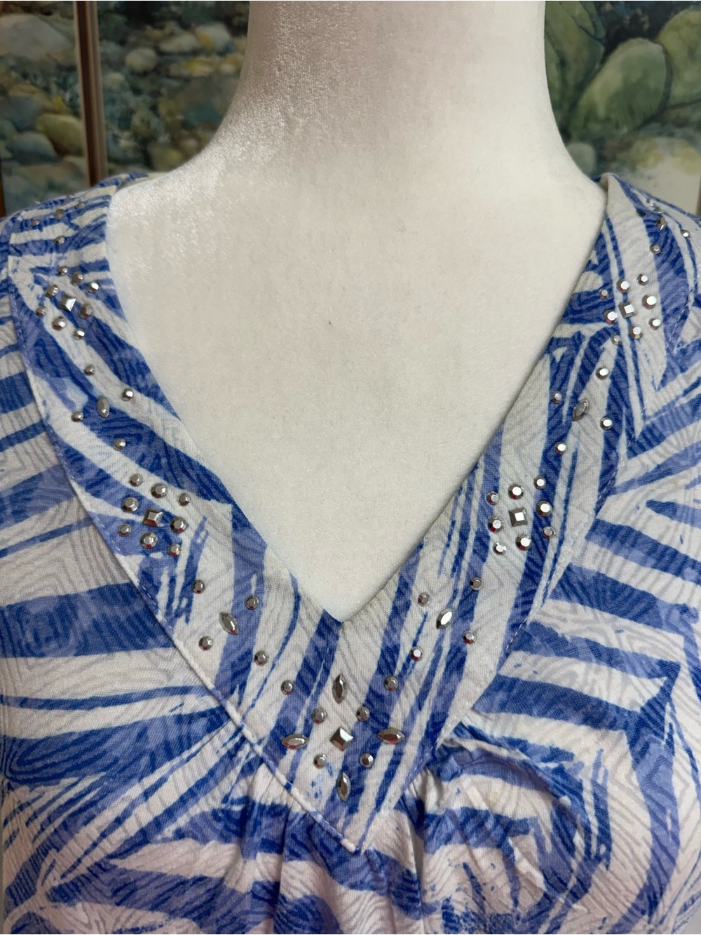 Alfred Dunner S Bling Stretch Summer Casual Top. Short Sleeve & Slimming Design